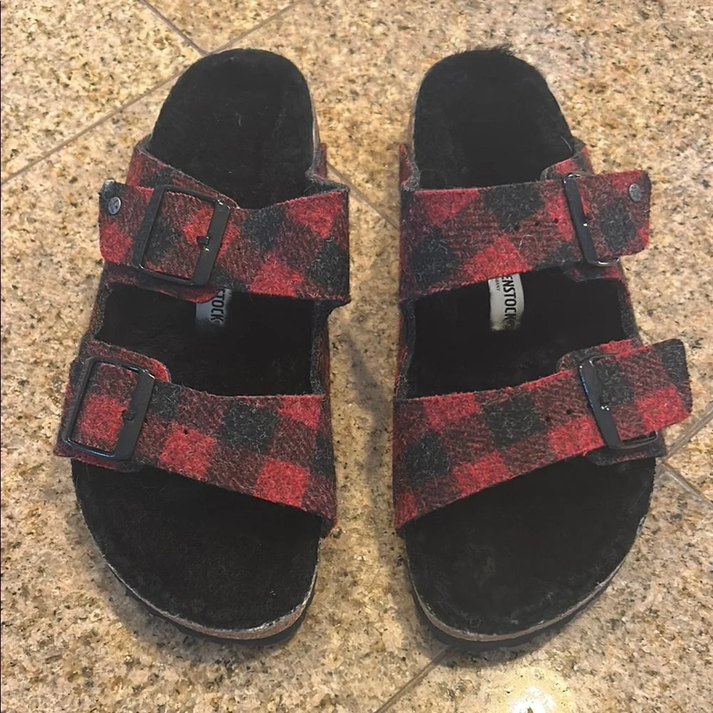 Birkenstock Red and Black Sandals with Adjustable Straps, these are un-worn. - Picture 2 of 6